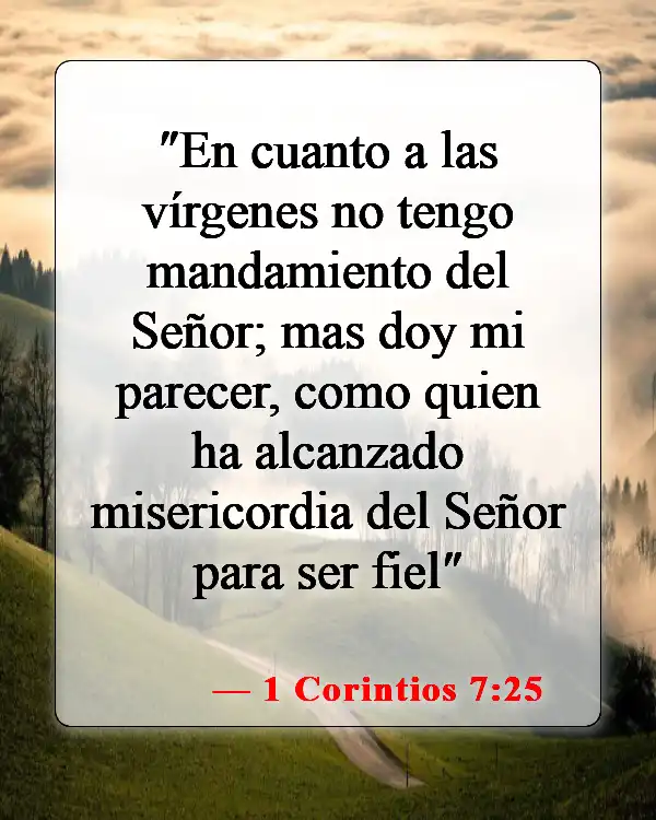 Versículos de la Biblia sobre creyentes que se casan con no creyentes (1 Corintios 7:25)