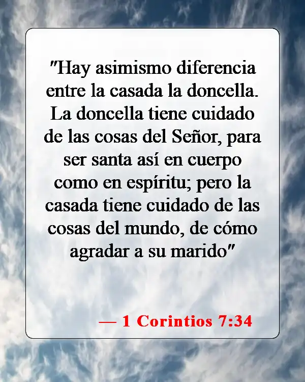 Versículos de la Biblia sobre maridos que aman a sus esposas (1 Corintios 7:34)