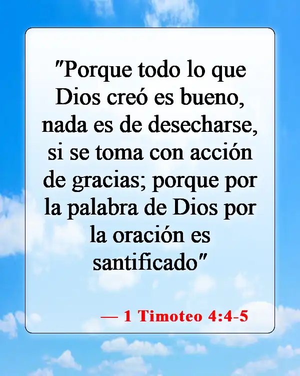 Versículos de la Biblia sobre bendecir los alimentos (1 Timoteo 4:4-5)