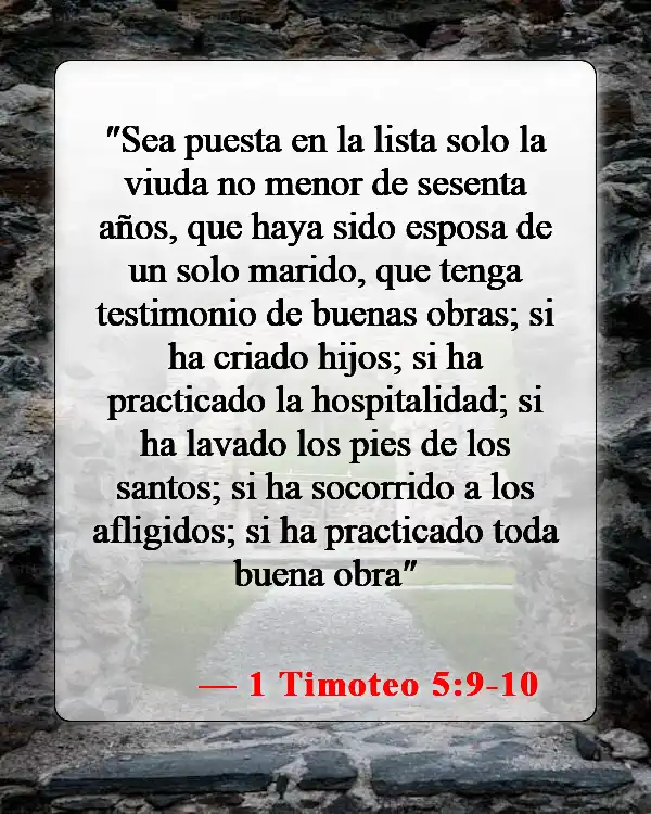 Versículos bíblicos sobre mujeres cristianas (1 Timoteo 5:9-10)