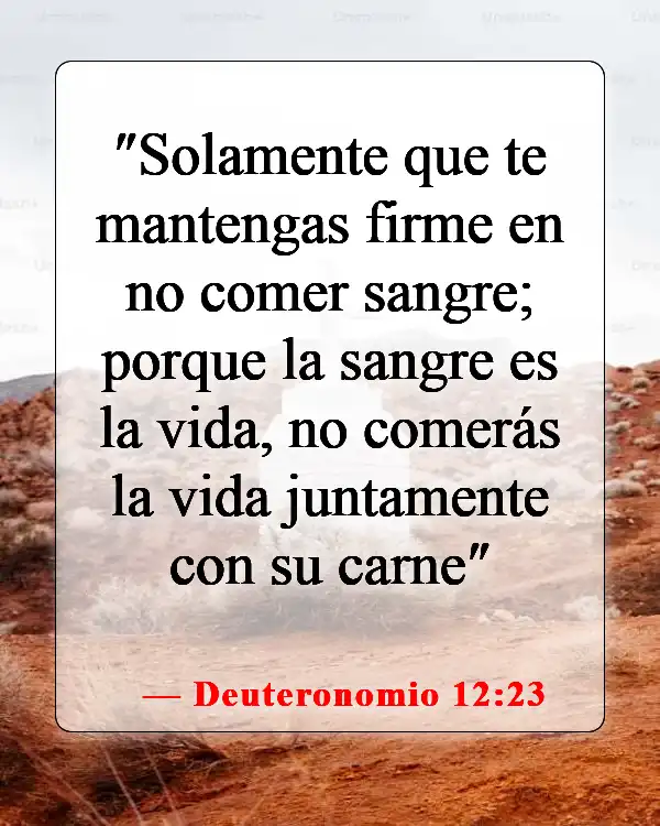 Versículos de la Biblia sobre abstenerse de comer carne (Deuteronomio 12:23)