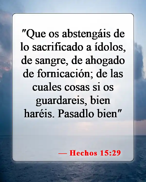 Versículos de la Biblia sobre abstenerse de comer carne (Hechos 15:29)