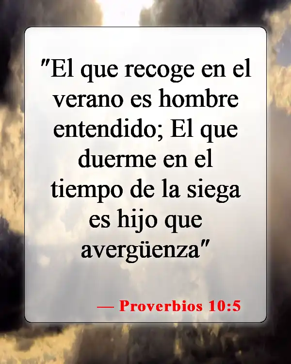 Versículos de la Biblia sobre las familias y el trabajo (Proverbios 10:5)