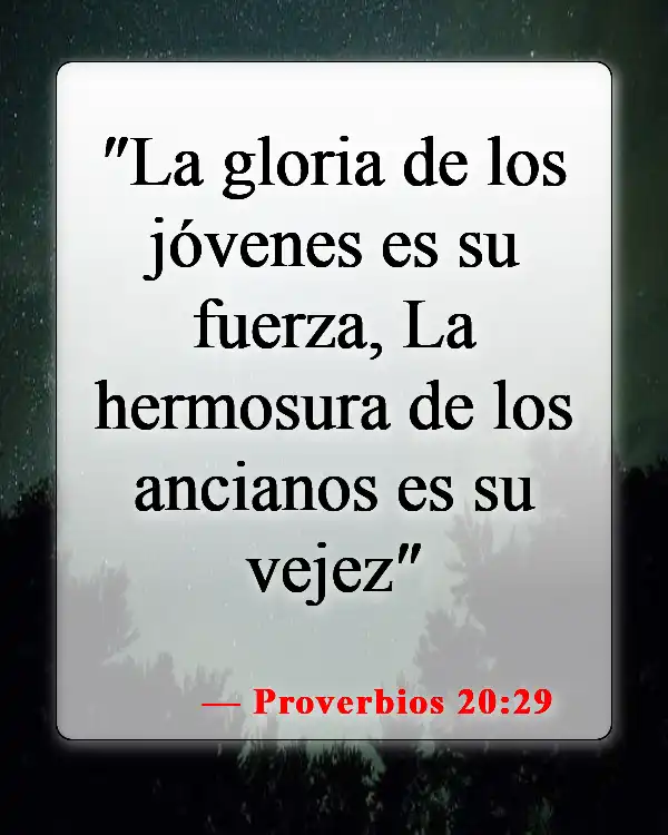Versículos de la Biblia sobre el cuidado de los ancianos (Proverbios 20:29)