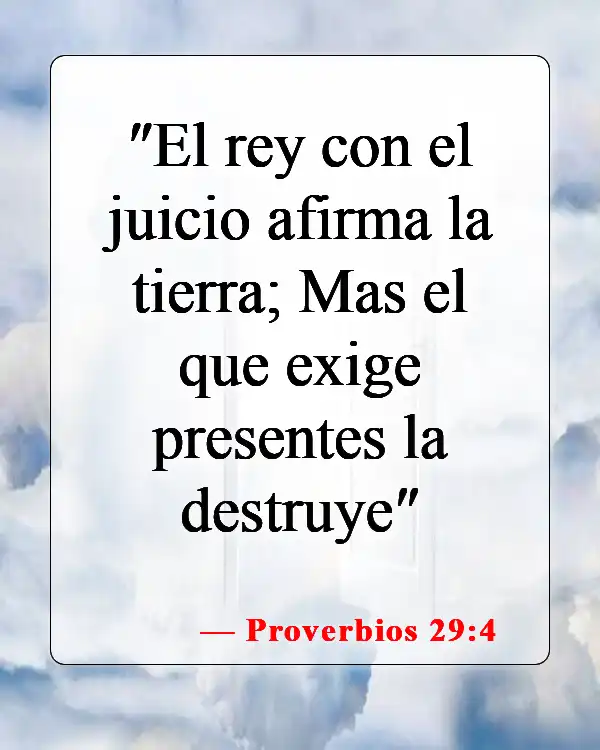 Versículos de la Biblia sobre el soborno (Proverbios 29:4)